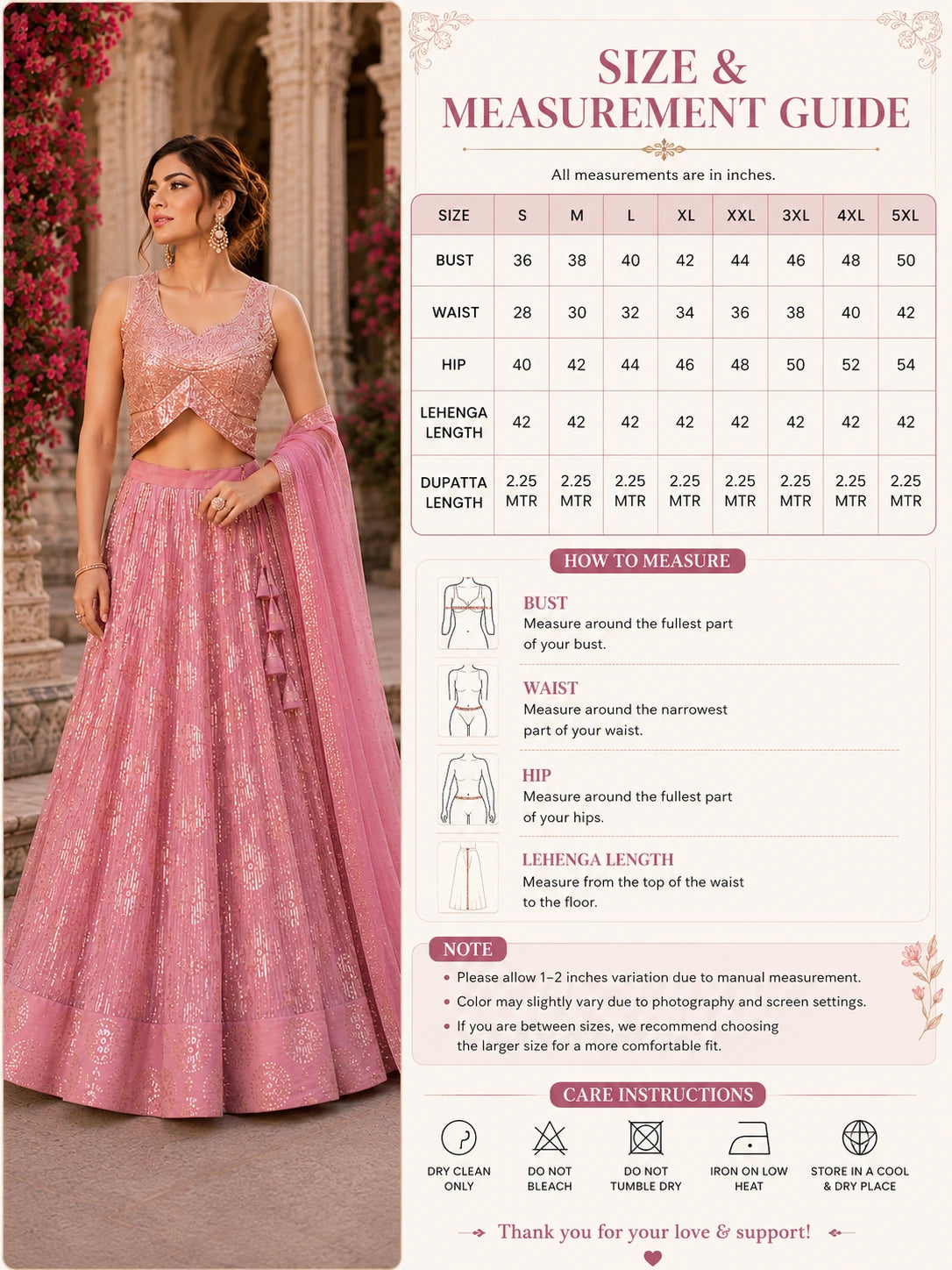 Blush Pink Sequin Floral Lehenga Choli Set