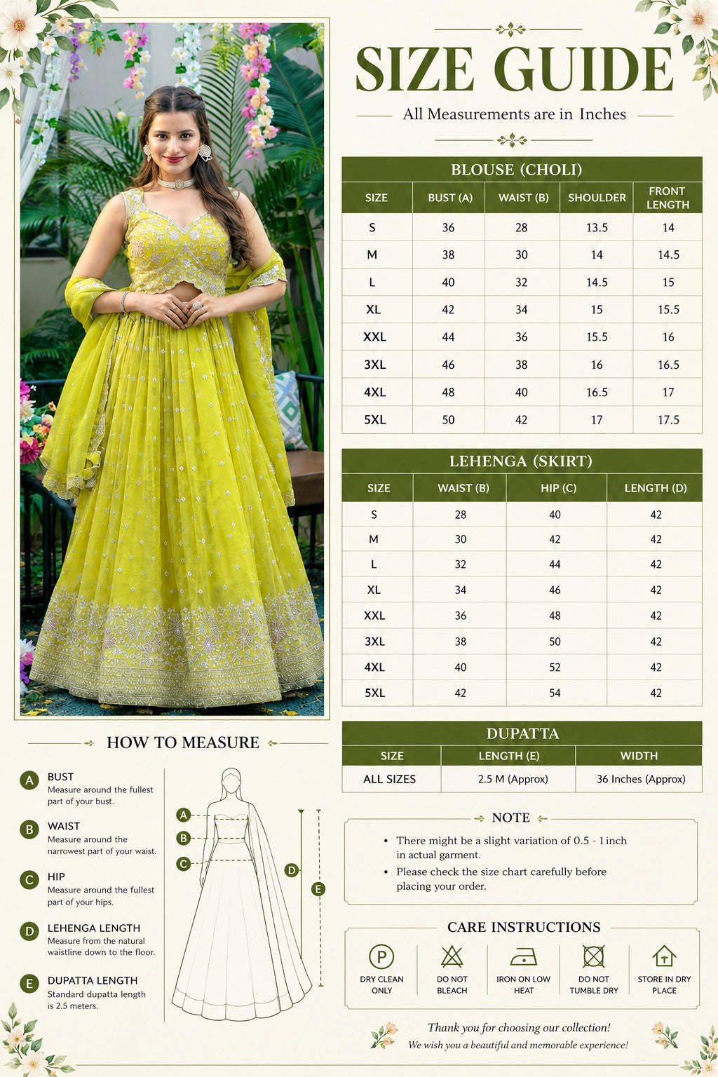 Lime Green Embroidered Lehenga Choli Set