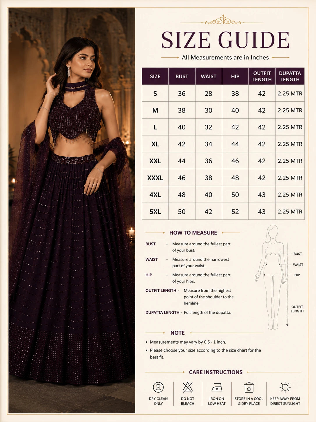 Deep Plum Sequin Lehenga Choli Set
