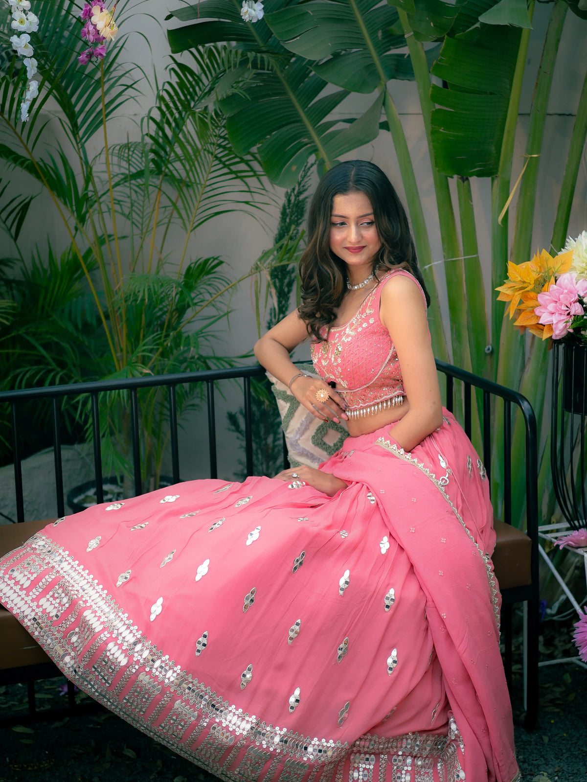 Rose Pink Embroidered Lehenga Choli Set
