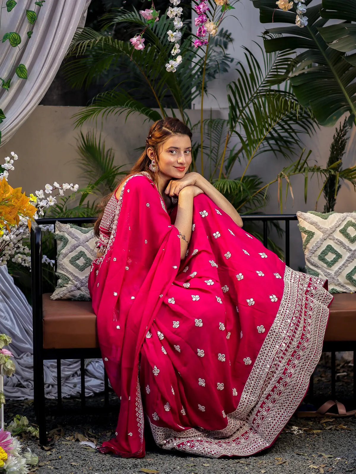 Magenta Pink Embroidered Lehenga Choli Set | Wedding Wear