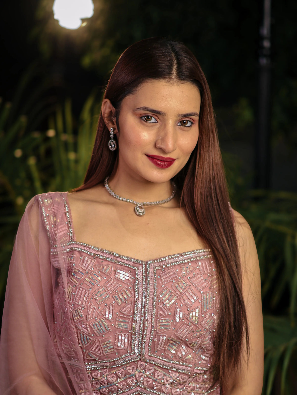 Muted Pink Embellished Lehenga Choli Set