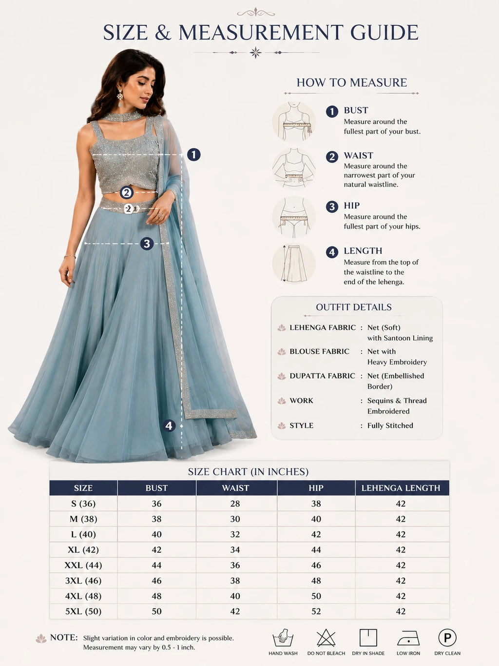 Ice Blue Sequin Embroidered Lehenga Set