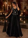 Midnight Bloom Embroidered Gown