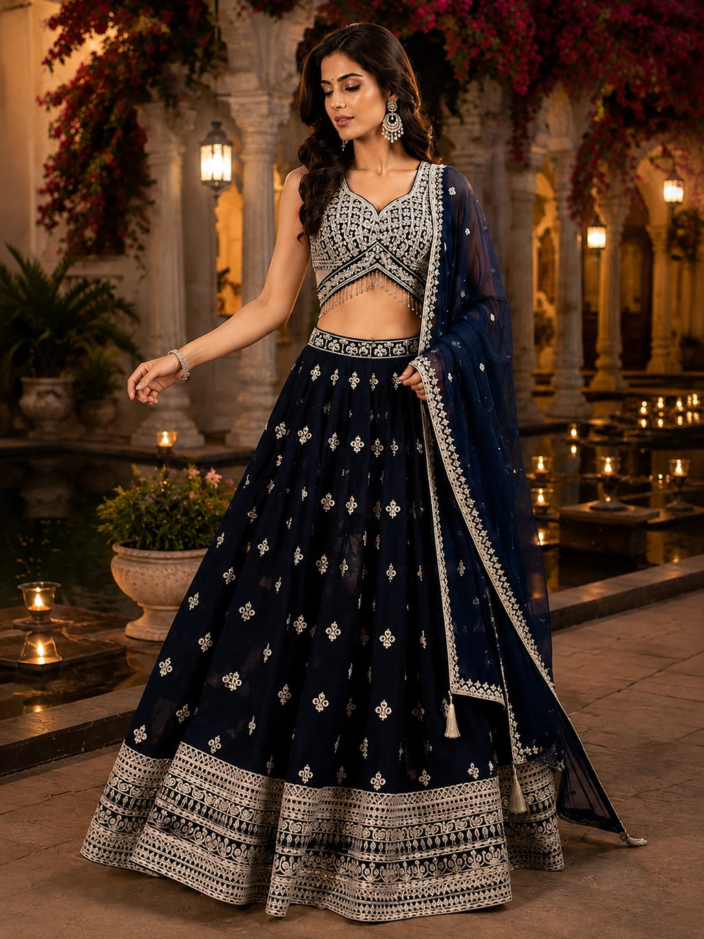 Midnight Navy Embroidered Lehenga Set