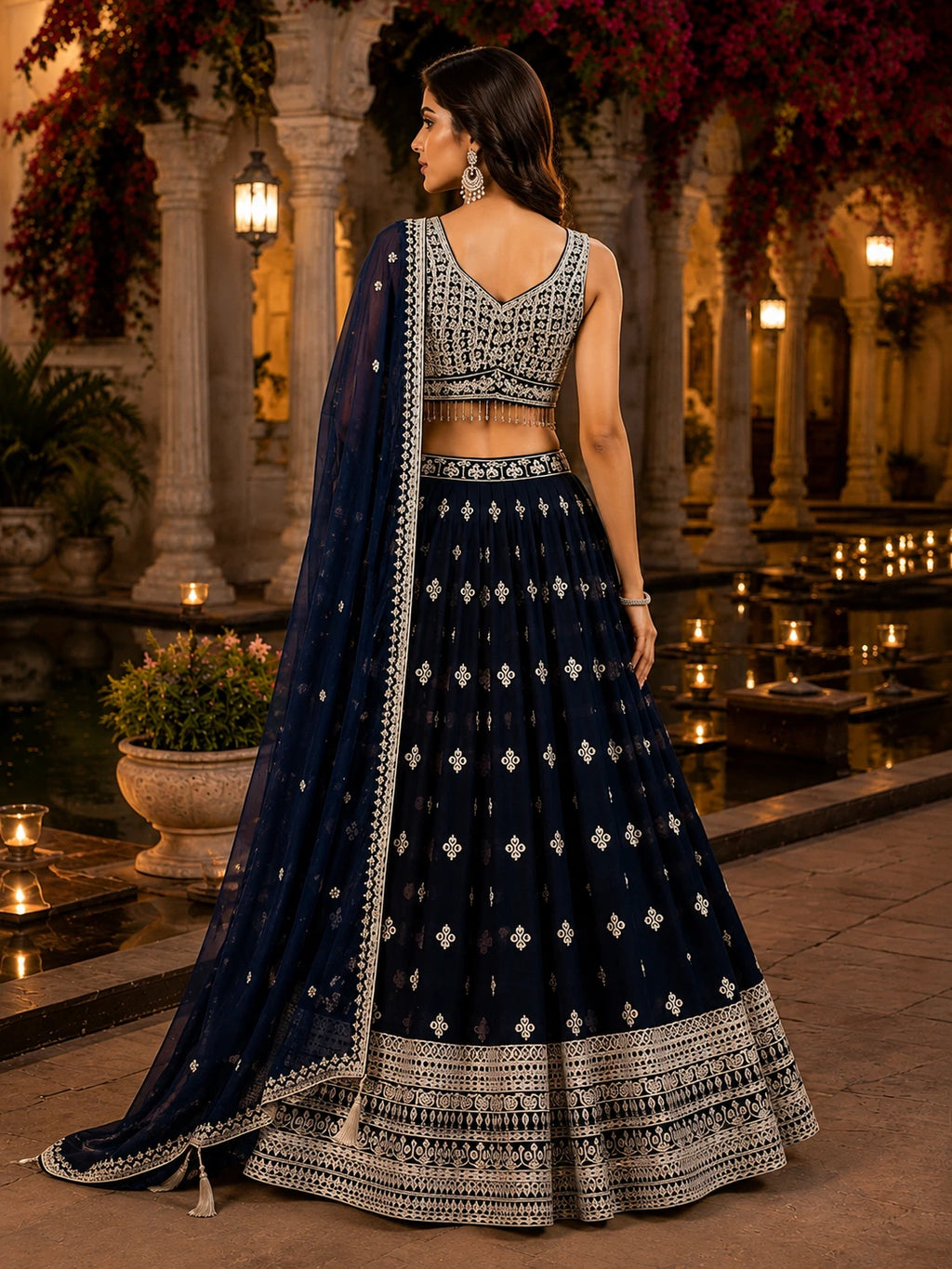 Midnight Navy Embroidered Lehenga Set