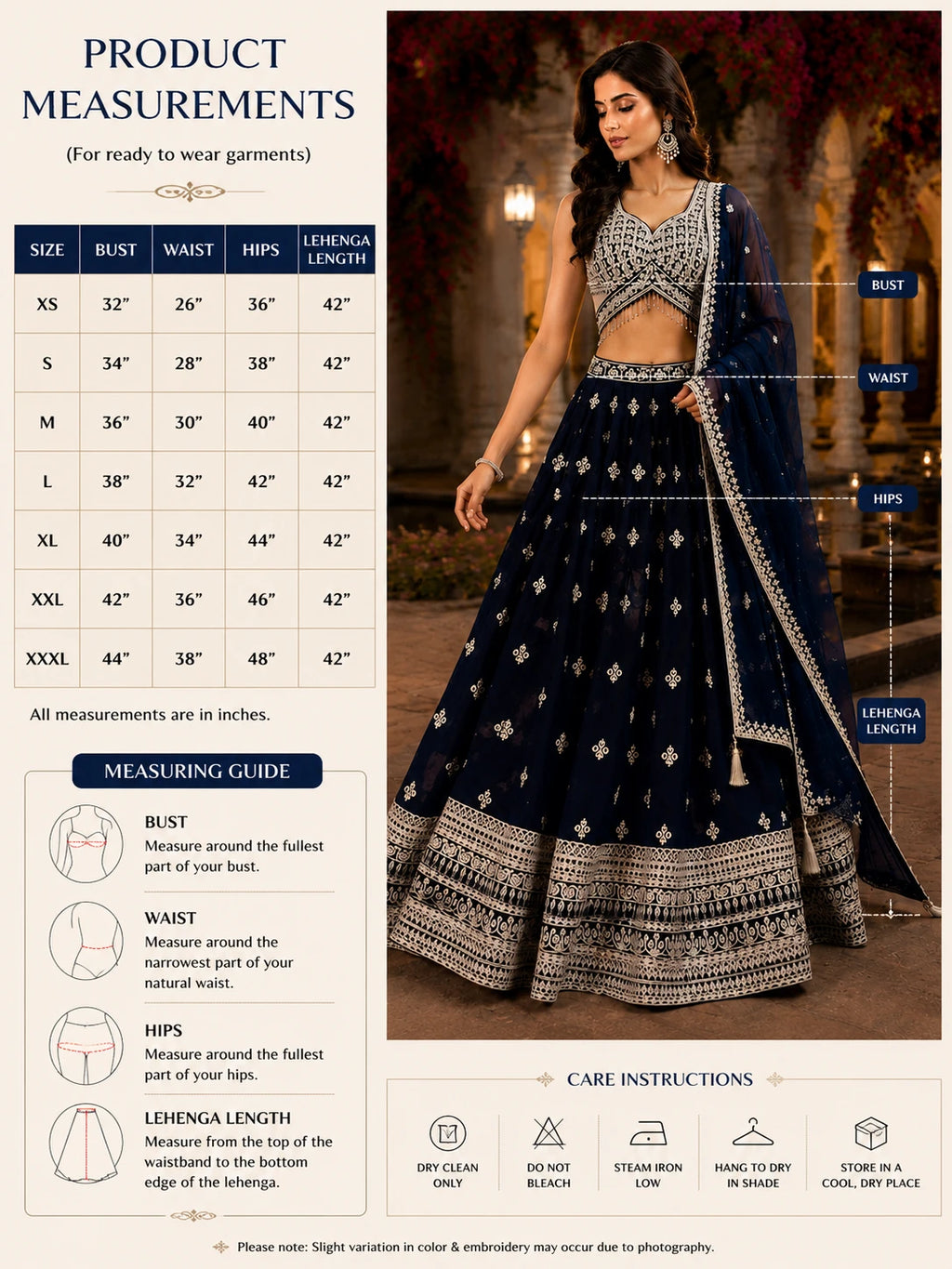 Midnight Navy Embroidered Lehenga Set