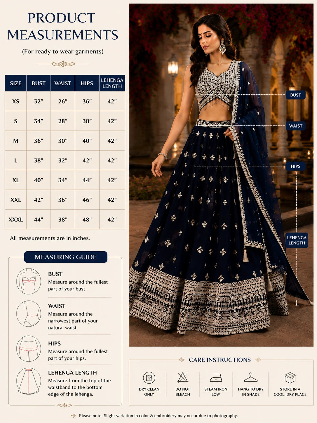 Midnight Navy Embroidered Lehenga Set