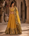 Mustard Yellow Floral Printed Lehenga Choli Set