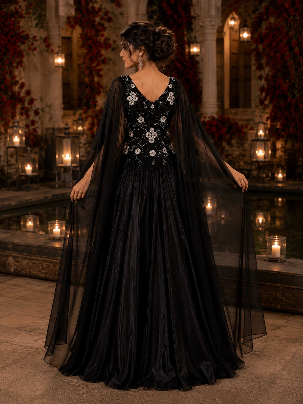 Noir Bloom Sequin Lehenga Set