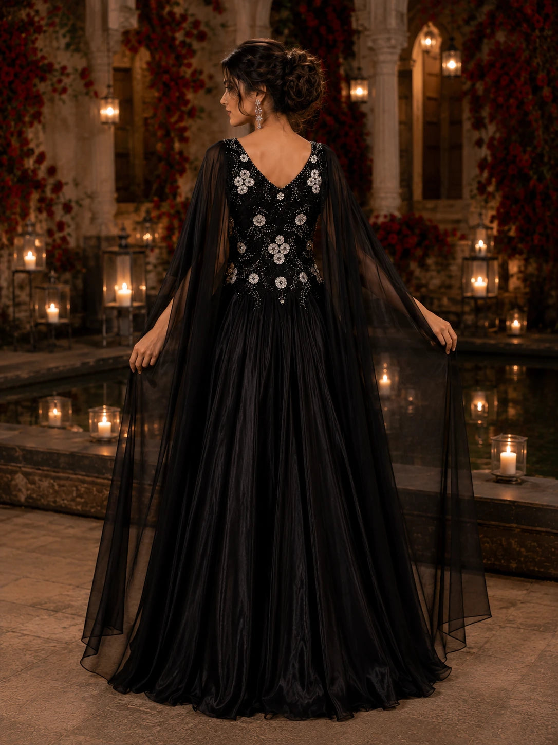 Noir Bloom Sequin Lehenga Set