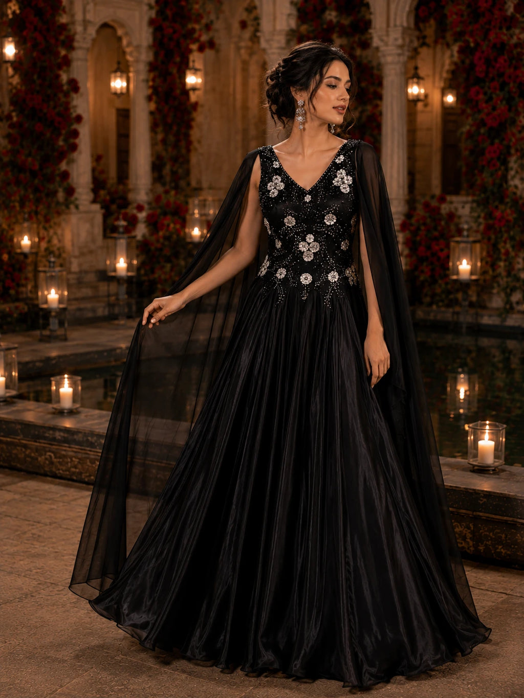 Noir Bloom Sequin Lehenga Set