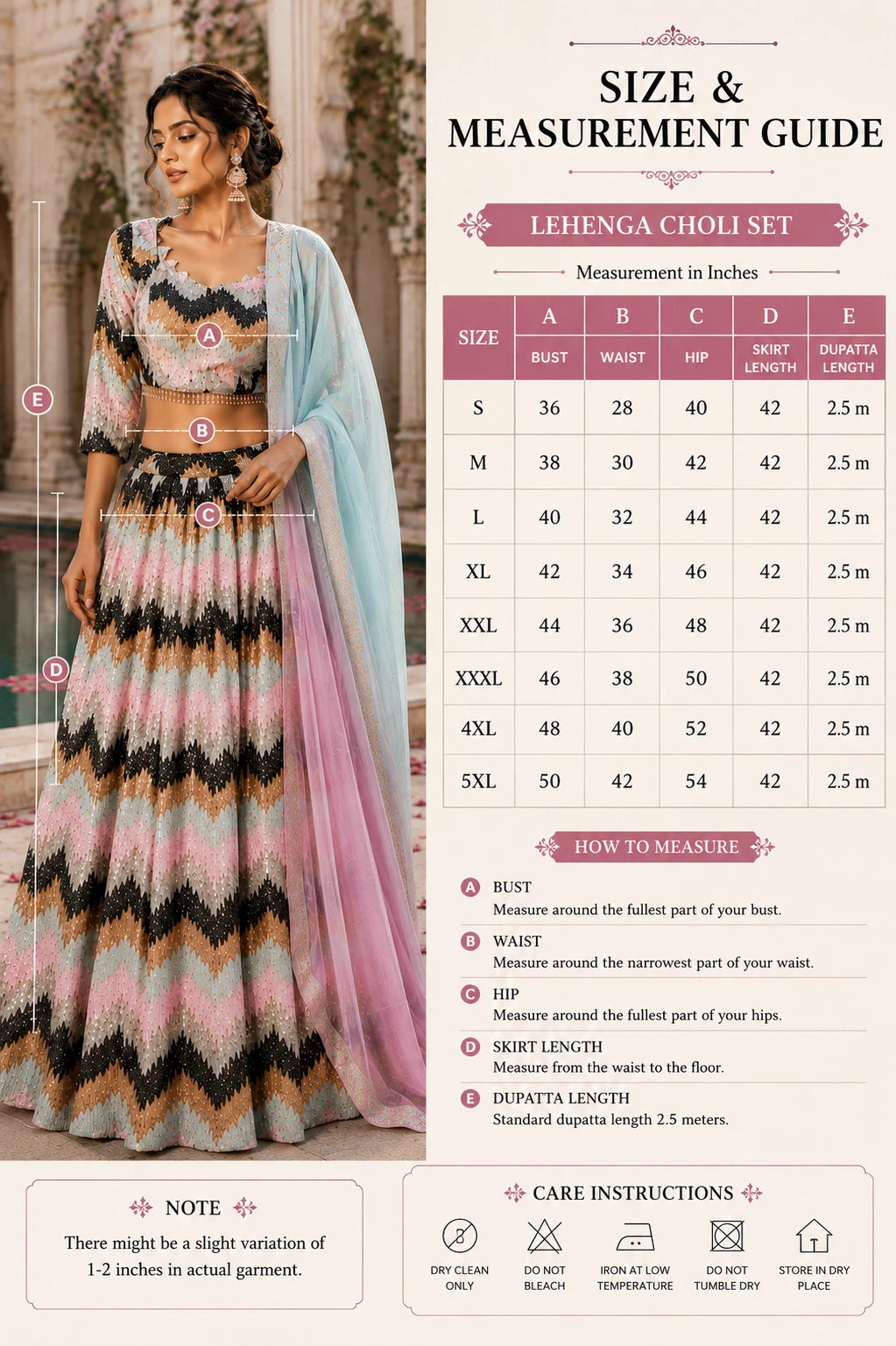 Pastel Multicolor Zigzag Embroidered Lehenga Choli Set
