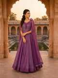Royal Plum Embroidered Lehenga Choli Set