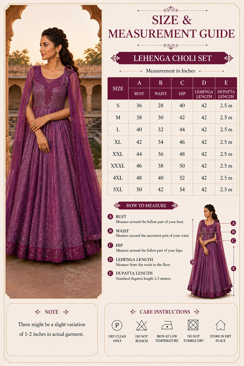 Royal Plum Embroidered Lehenga Choli Set