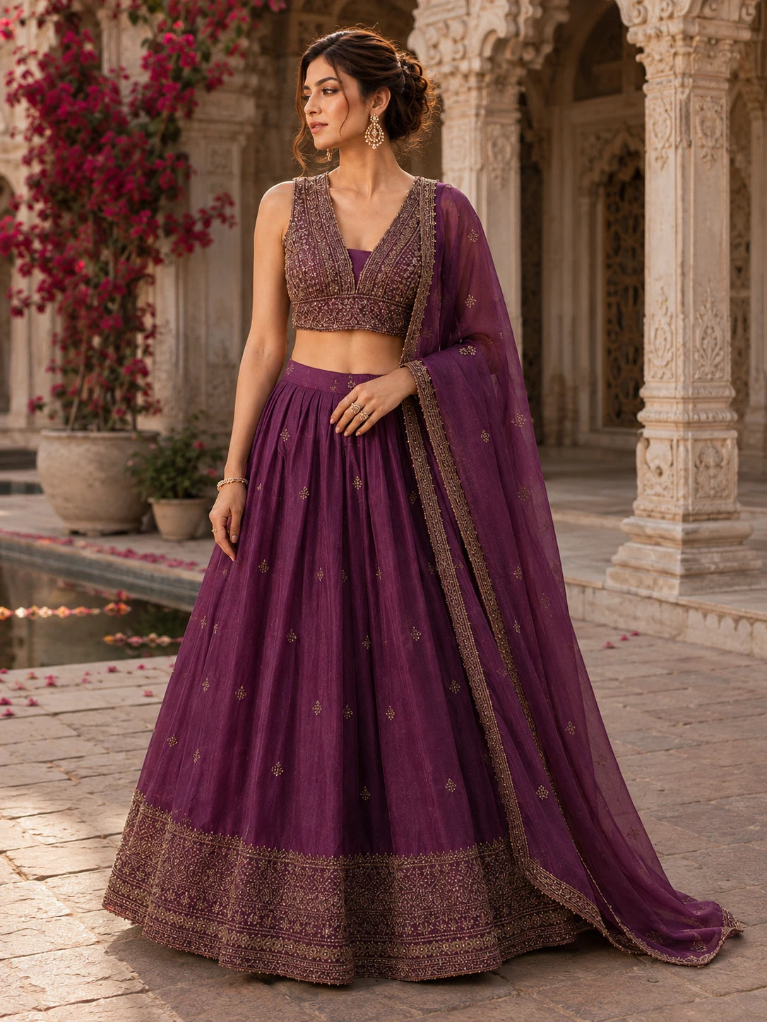 Royal Plum Zari Heritage Lehenga