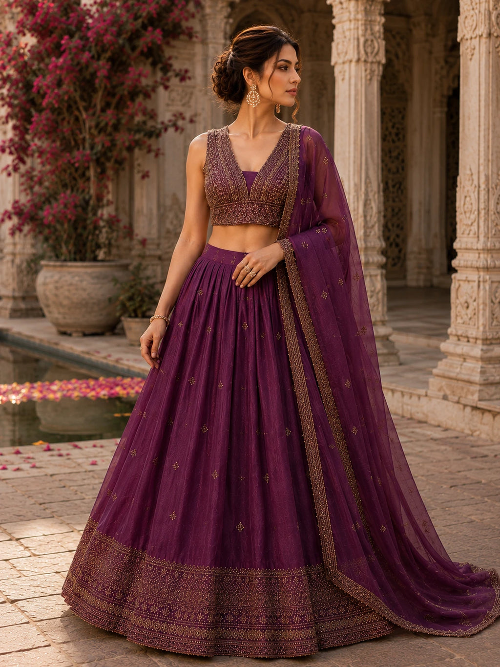 Royal Plum Zari Heritage Lehenga