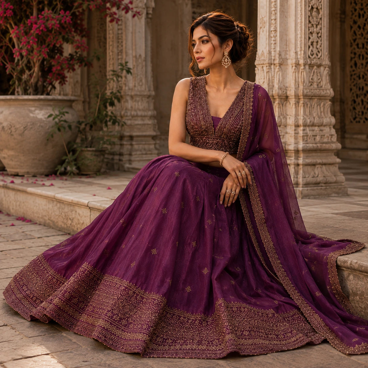Royal Plum Zari Heritage Lehenga