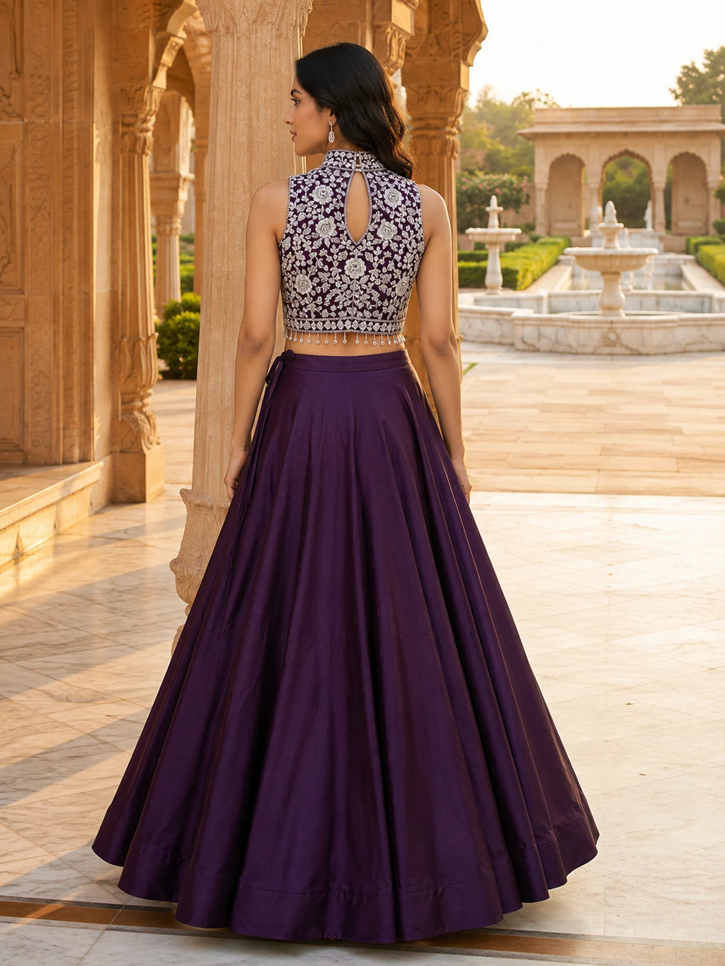 Royal Purple Embroidered Lehenga Choli Set
