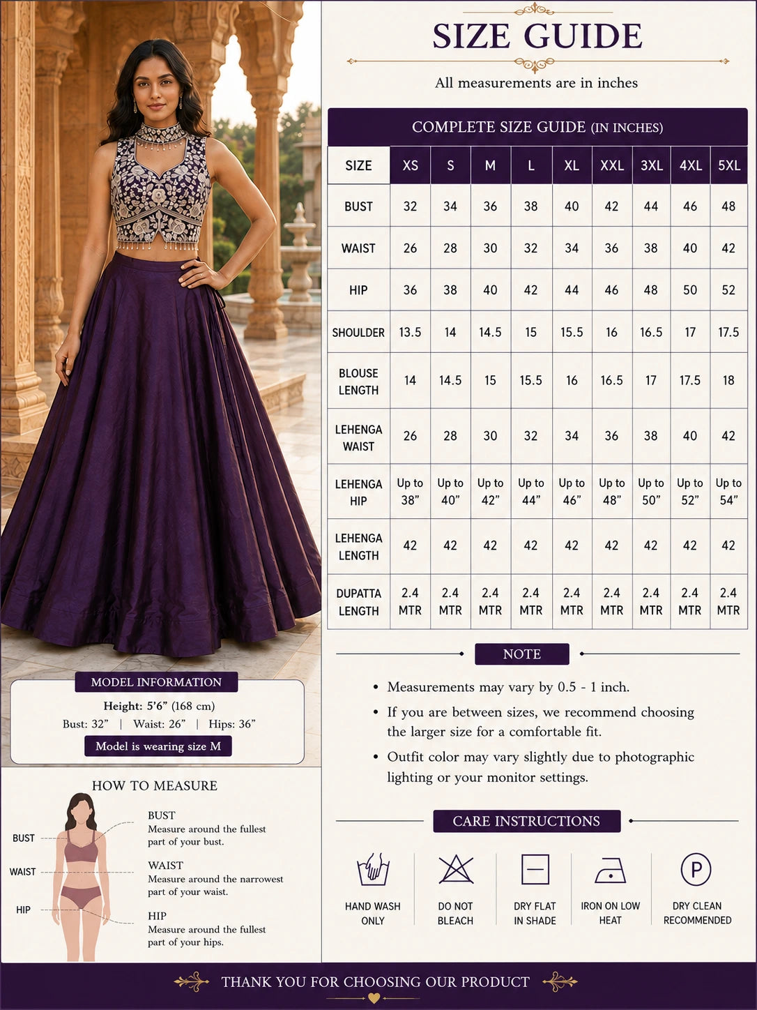 Royal Purple Embroidered Lehenga Choli Set