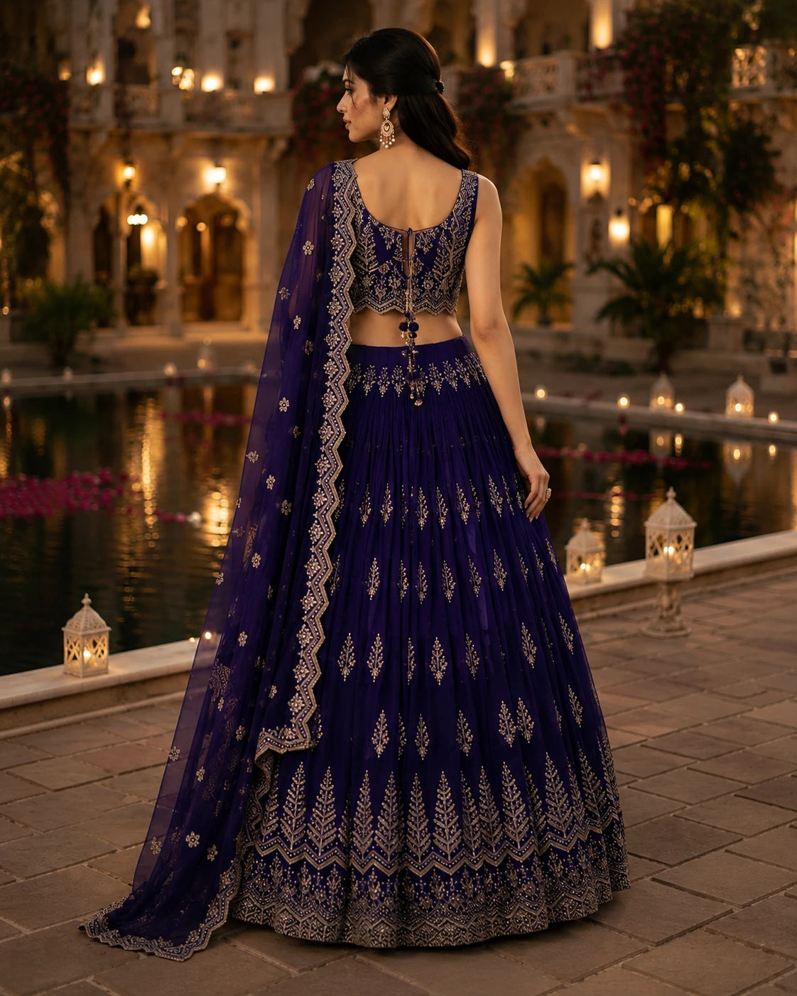 Royal Purple Embroidered Lehenga Set