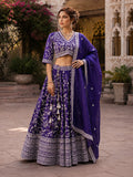 Royal Purple Floral Printed Lehenga Choli Set
