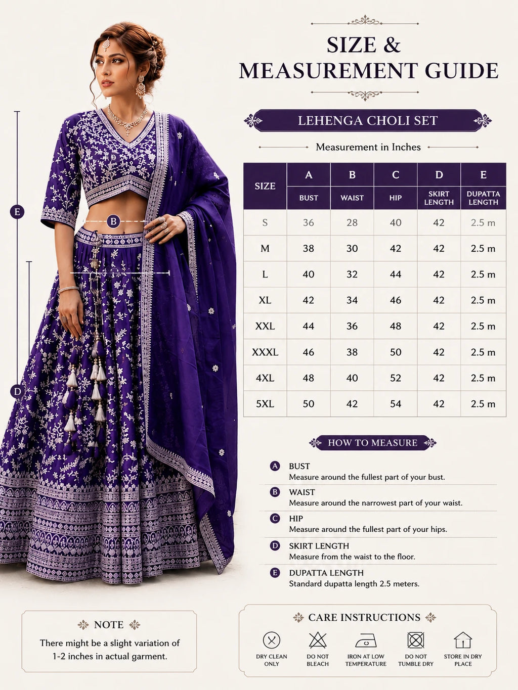 Royal Purple Floral Printed Lehenga Choli Set
